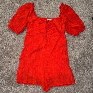 Lush red romper size small square neck